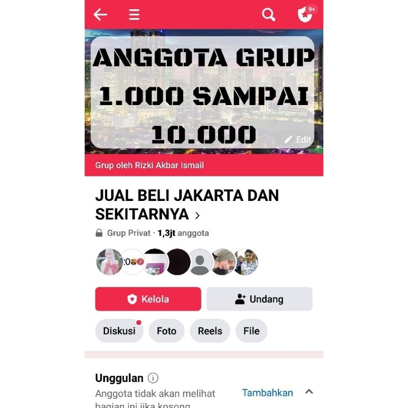 jual grup Facebook 1.000 sampai 10.000 anggota