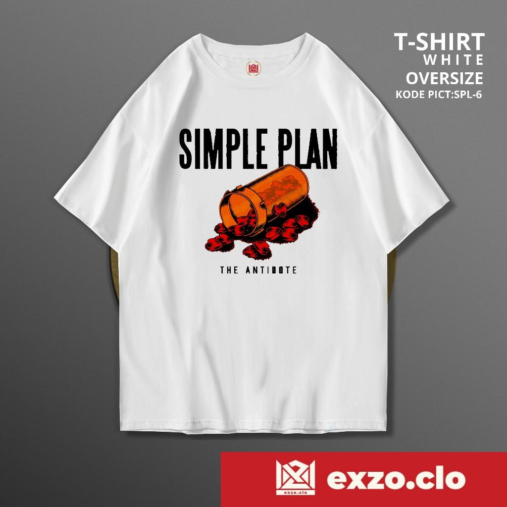 EXZO kaos SIMPLE PLAN WHITE OVERSIZE cotton combed24s t-shirt simple plan