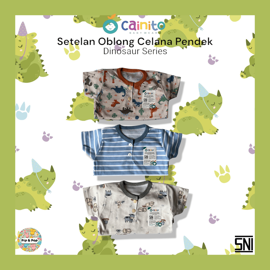 Cainito Setelan Anak Dinosaur Lengan Pendek Celana Pendek