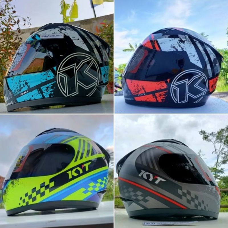 Helm FULL FACE KYT R10 SERI 3 BLUE , RED, #4 Yellow, Gunmetal doff [Ongkir Murah 2kg]