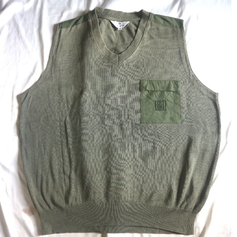 GIVENCHY Golf VEST Green Army Hijau Rompi Knitwear Sweater Sweatshirt Crewneck Rajut Wool Jaket