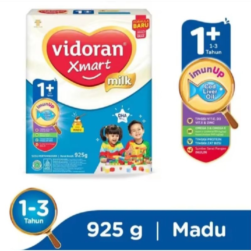

vidoran Xmart 1+ Madu 925gr Susu Formula Pertumbuhan Anak 1-3 Tahun - vidoran Xmart 1