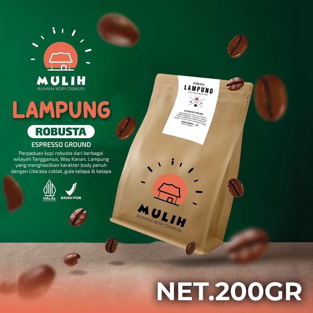 

Biji Kopi Bubuk Fine Robusta Lampung Coffee Bean Espresso Manual Brew Coffee Roasted 200gr