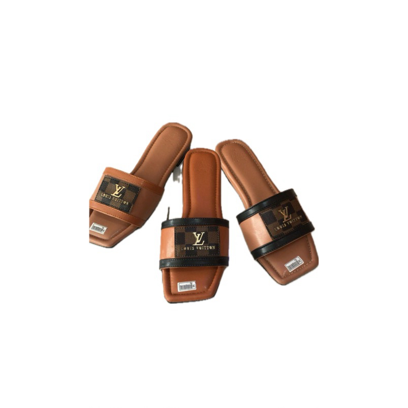 Louis Vuitton Flat Sandal LV / Sendal Wanita Slip On / Sandal Flat Flip Flop