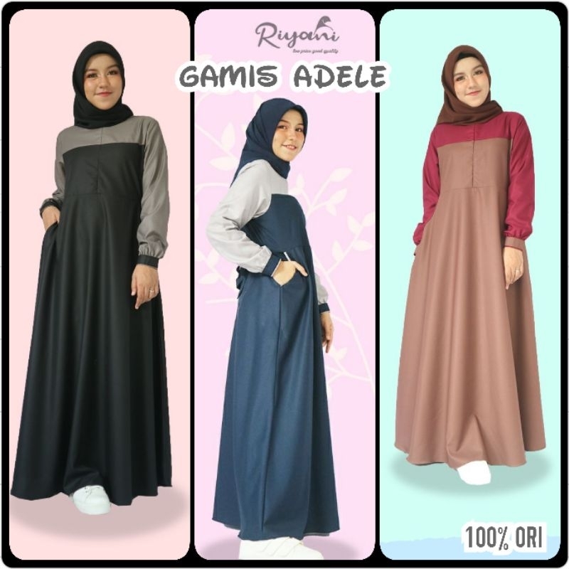 Gamis Adele Busui Bahan Toyobo Ademe Kombinasi 2 warna by Riyani