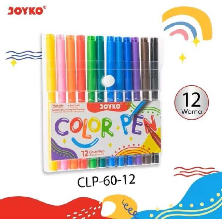 

Color Pen CLP-60 12 COLORS WASHABLE Joyko Pulpen Pena Warna Color Pen Joyko