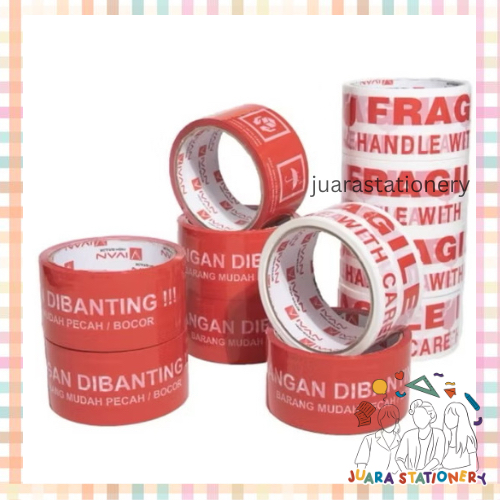 

TERMURAH Lakban Fragile Merah Putih / Lakban / Solasi / Solasi Besar / Paket
