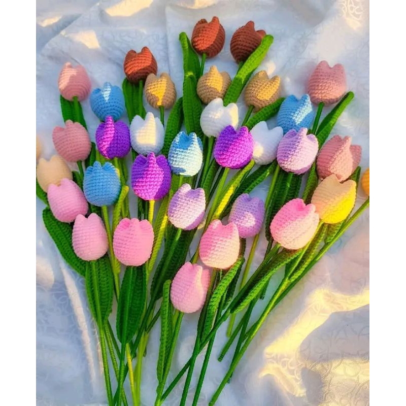 /bunga tulip/bunga tulip rajut/bunga diy/bunga tulip diy
