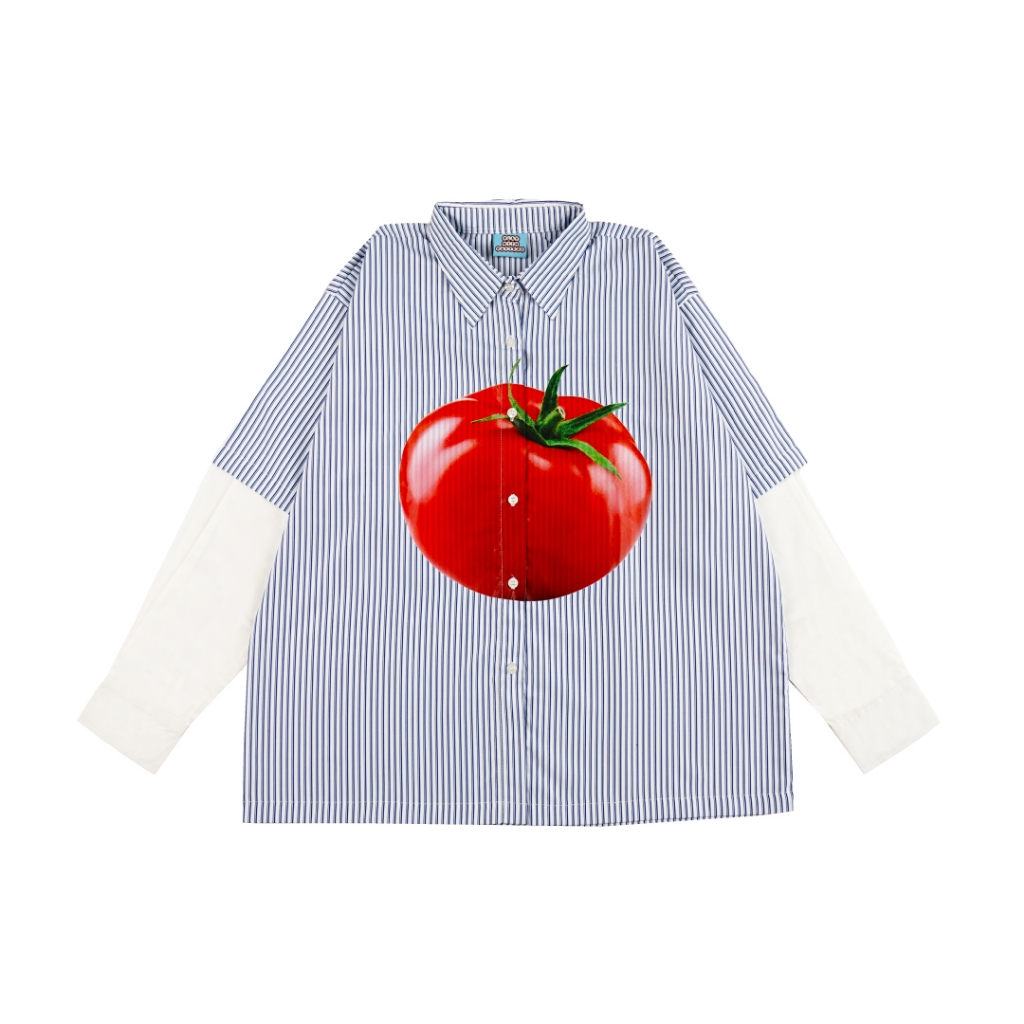 Pattero - Kemeja Garis Wanita & Pria Tomato Twinkle Stripes Shirt