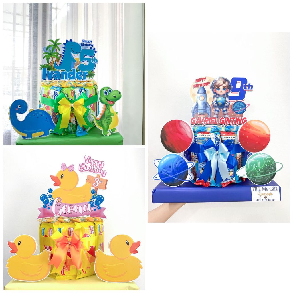 

ASTRONOT - DINO - ANIMAL - BEBEK - THOMAS - TAYO - PINKFONG - Snack Tart Ulang Tahun / Birthday Gift Snack Tower 1 Tingkat