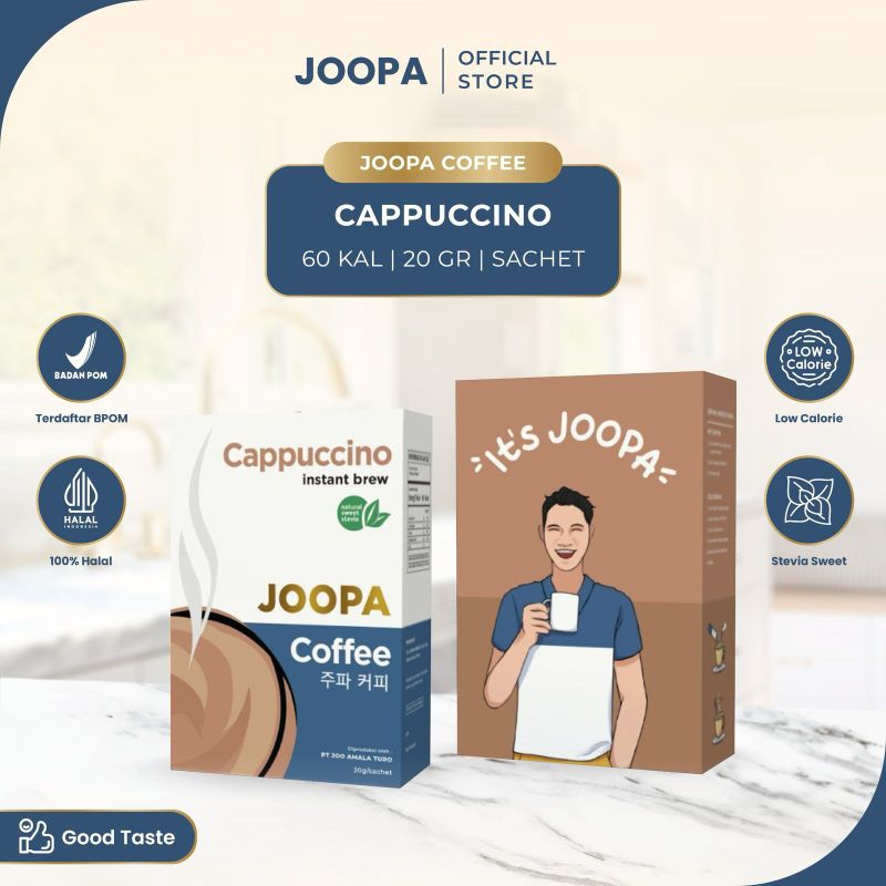 

Joopa | Low Calorie with Stevia instant coffee sachet rasa Cappuccino