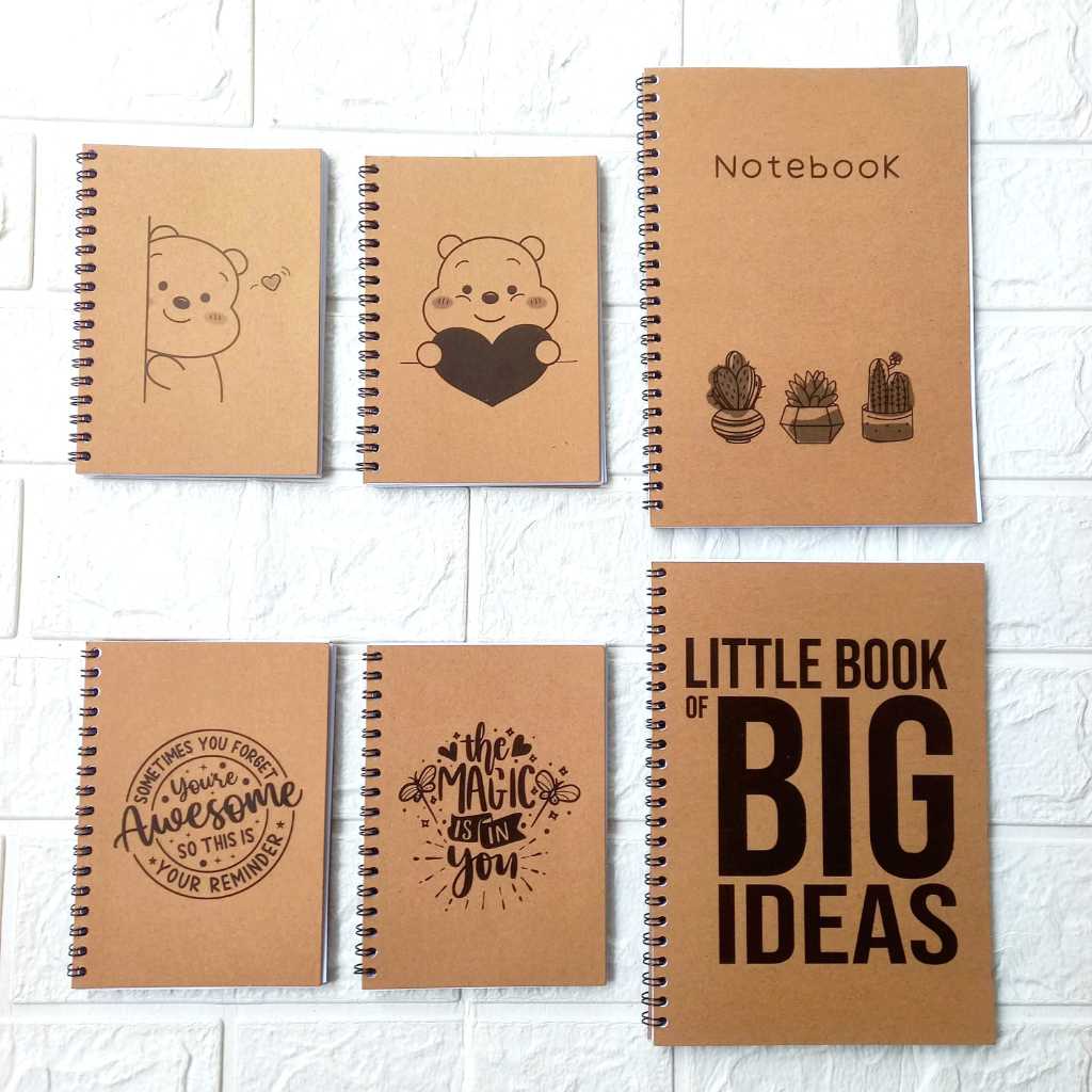 

Notebook Buku Tulis Catatan Note Book Spiral Cover Kraft Motif Printing A5 A6