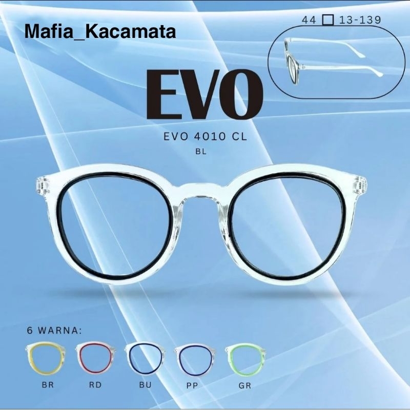 Frame Kacamata EVO Model Bulat Produk Lokal,Kacamata Unisex Laki-laki Perempuan,Kacamata Bulat,Frame