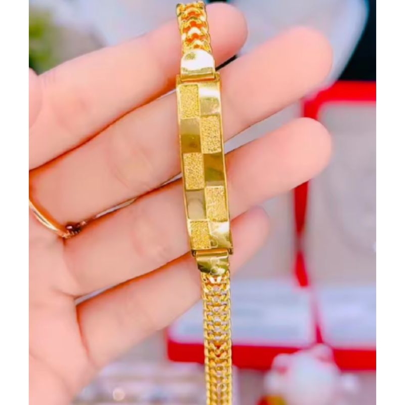 Gelang Rantai Tikar Plat terbaru Lapis Emas 24k Anti karat