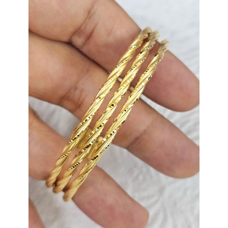 gelang plintir model keroncong doff isi 3 variasi emas 70 % 700 70% 16k