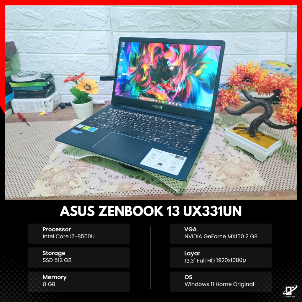 Asus Zenbook 13 UX331UN Core i7 gen 8 RAM 8 GB SSD 512 GB NVIDIA MX150 2 GB