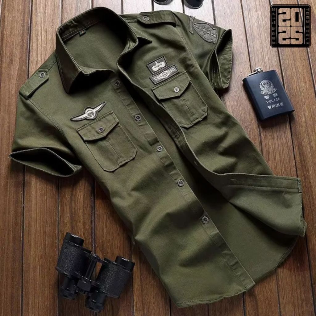Kemeja Tactical Pria Hijau Army Bordil / Kemeja Tactical / Kemeja Tactical Pria / Kemeja Tactical Le