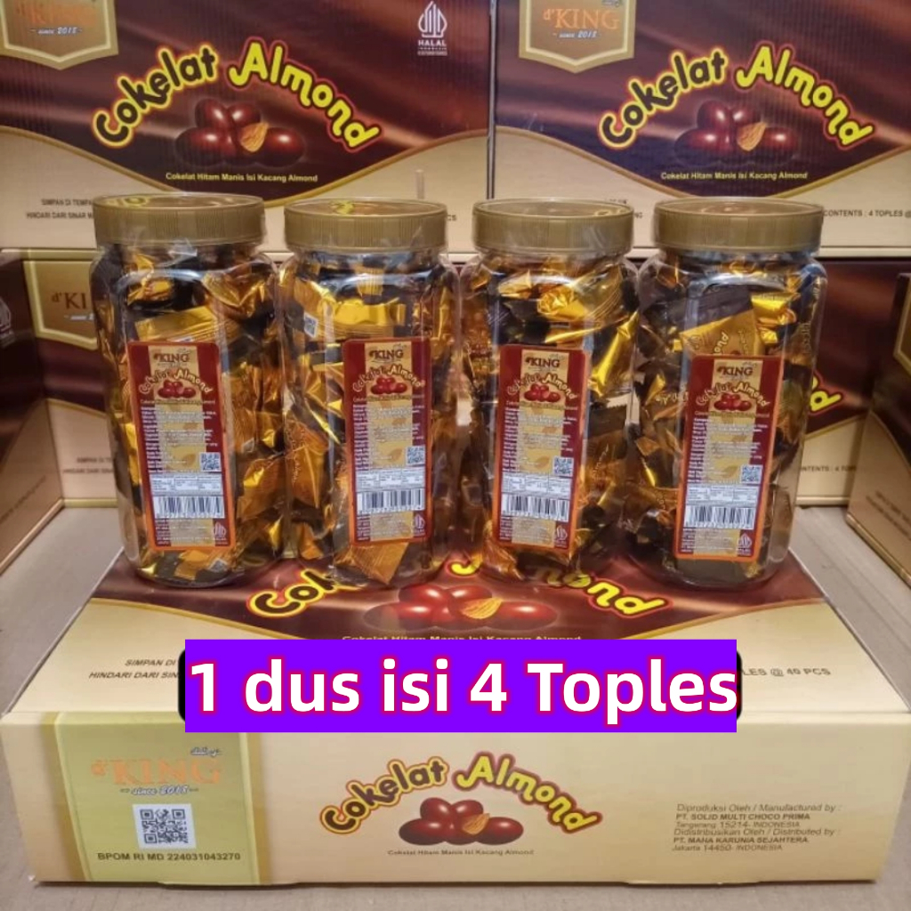 

Almond coklat almond d'KING 1 pak 4 toples makanan jajan lebaran Hadiah Idul Fitri