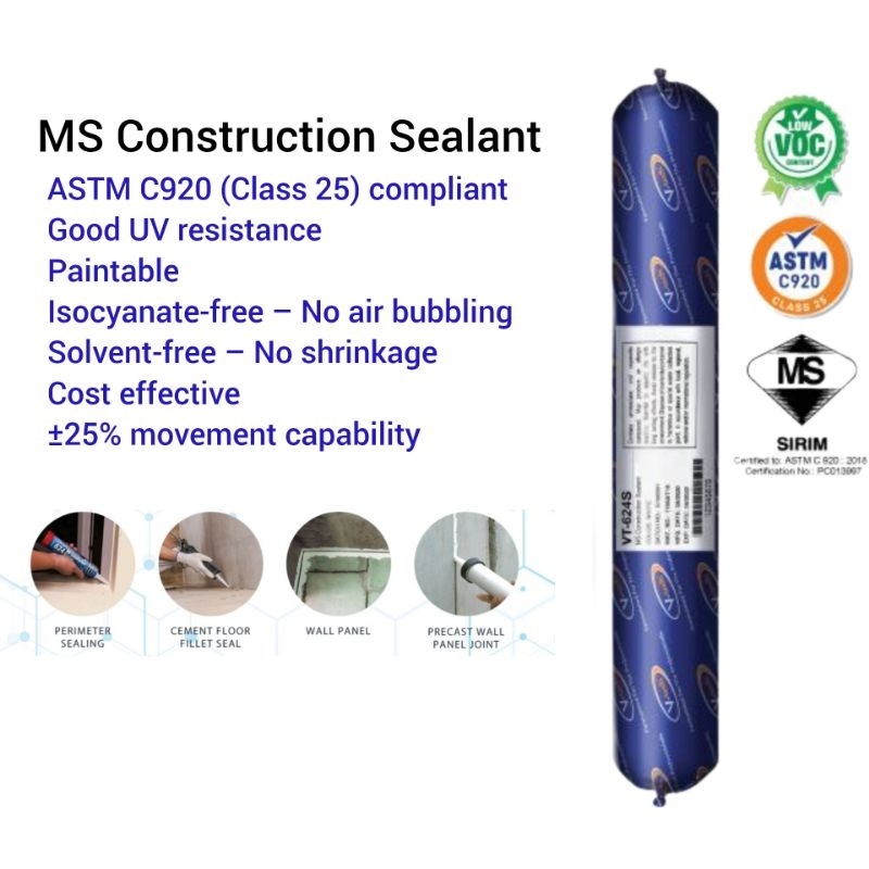 Sika-Vtech Lem Wall Panel /VT-624S MS Construction Sealant/ Sealant MS 600ML-White