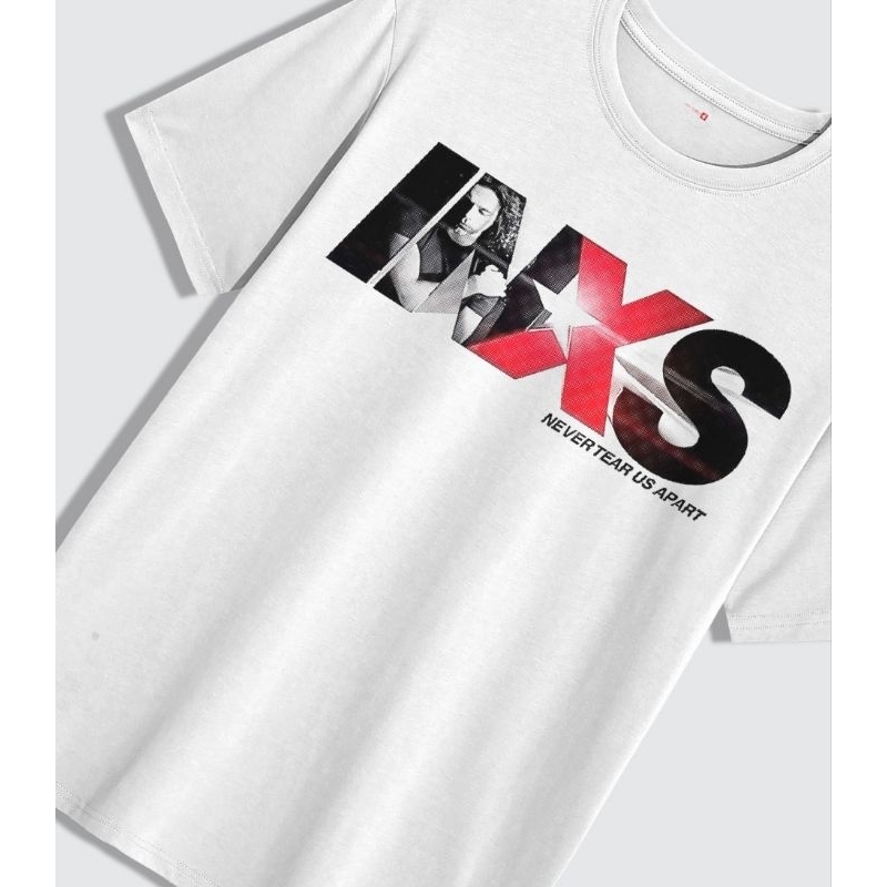 kaos band inxs heavy weight cotton 16s built-up tanpa jahitan samping tag stitch supply