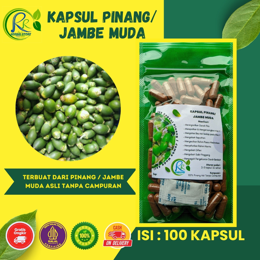 100 Kapsul Pinang / Jambe Muda Herbal Asli