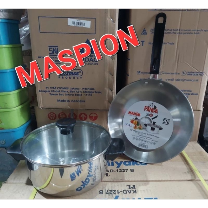 Panci Set Frypan Dutch Oven Wajan Panda Fit B Maspion