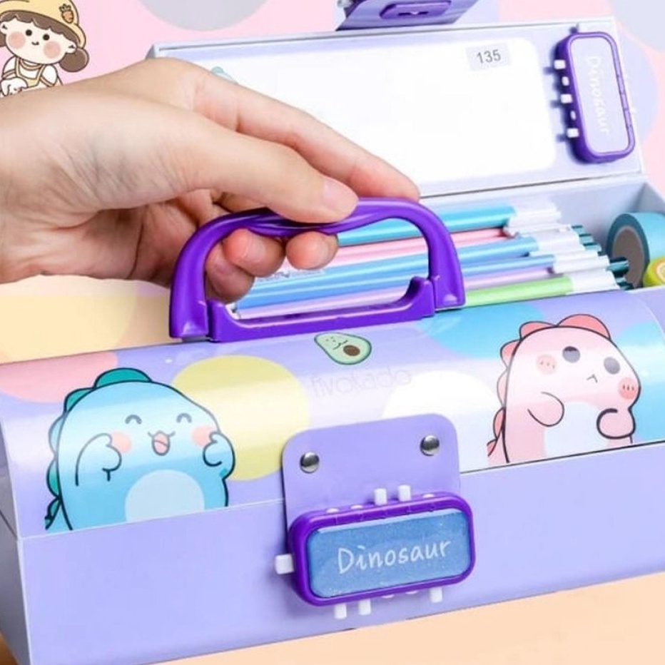 

passcode kotak tepak t pensil alat tulis pencil stationary case dengan kunci pin pa passcode motif gambar karakter kartun lucu untuk anak laki laki cowok perempuan