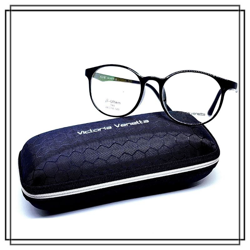 FRAME KACAMATA BULAT PLASTIK VICTORIA  VENETTA 344 Model Keren Gagang LENTUR Ringan Awet Kuat Kualit