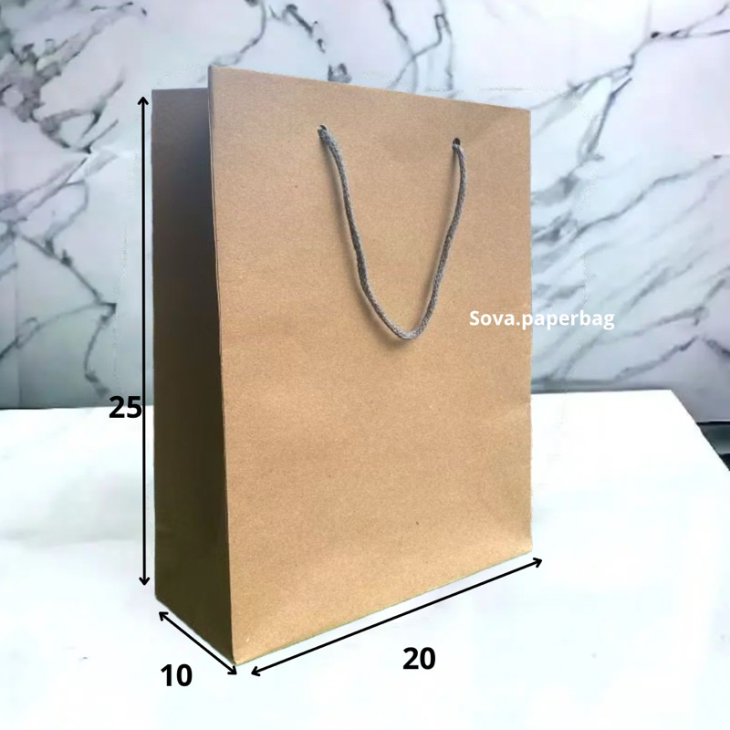 

(MIN 4pcs) Paperbag Polos coklat 20x10x25cm R6 Tas Kertas Kado Souvernir