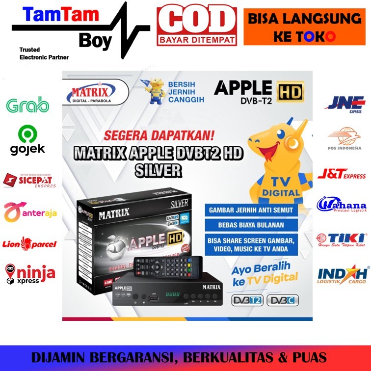 Set Top Box TV Digital STB Matrix Apple HD Silver Box DVB-T2 DVBT2 UHF EWS Siaran Nasional Lokal