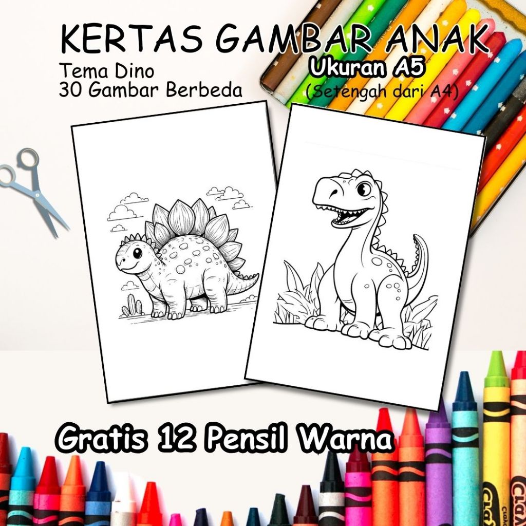 

30 Lembar Gambar Kertas Mewarnai / Coloring / Sketsa (GRATIS 12 PENSIL WARNA) Cocok Untuk Aktivitas Anak Di Rumah