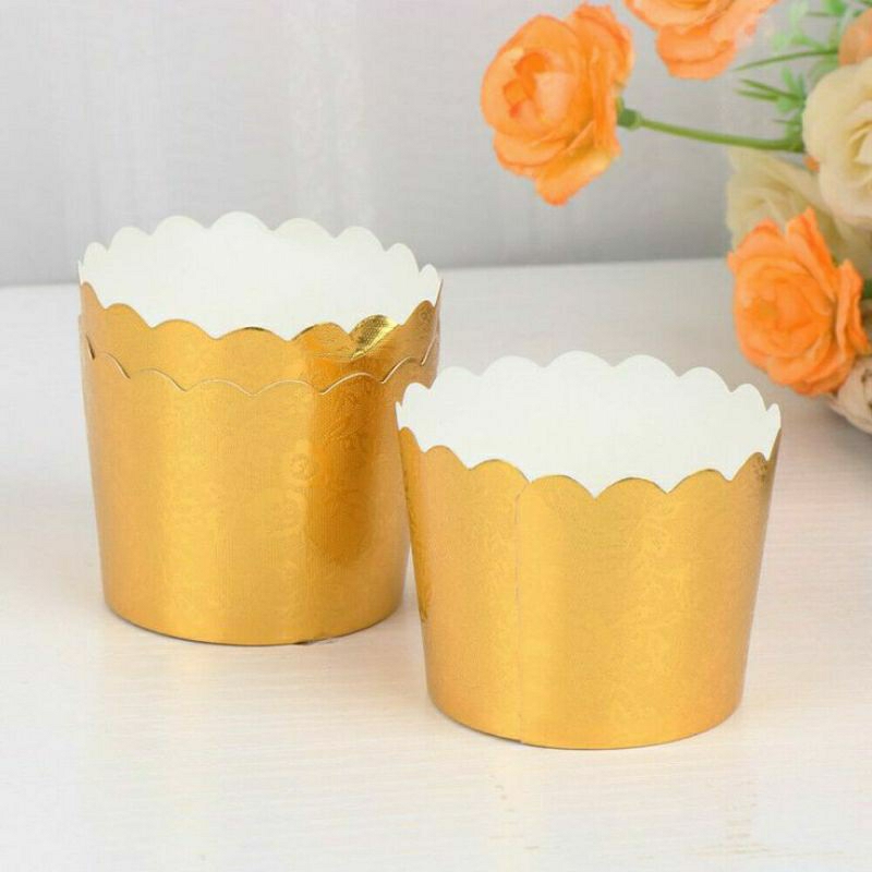 Cup Kertas Emas Warna Gold Cupcake Paper Cup Muffin Gold Cetakan Kue Roti Bolu