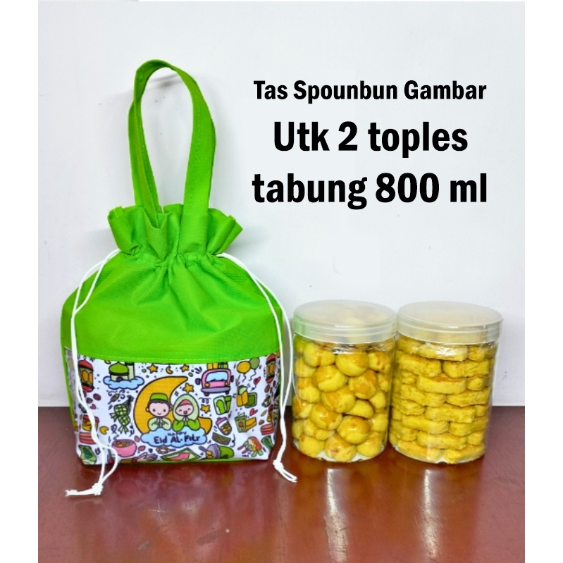 

Tas Toples 800ml Muat 2 Tas Bergambar Tas Hampers Idul Fitri Lebaran Tas Kue Kering
