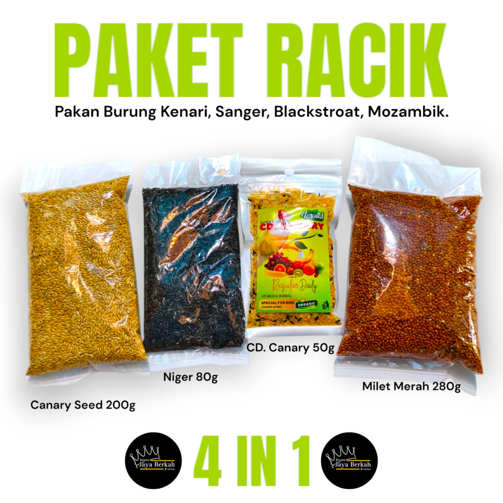 PAKET PAKAN RACIK BURUNG KENARI SANGER MOZAMBIK BLACKSTROAT 4IN1
