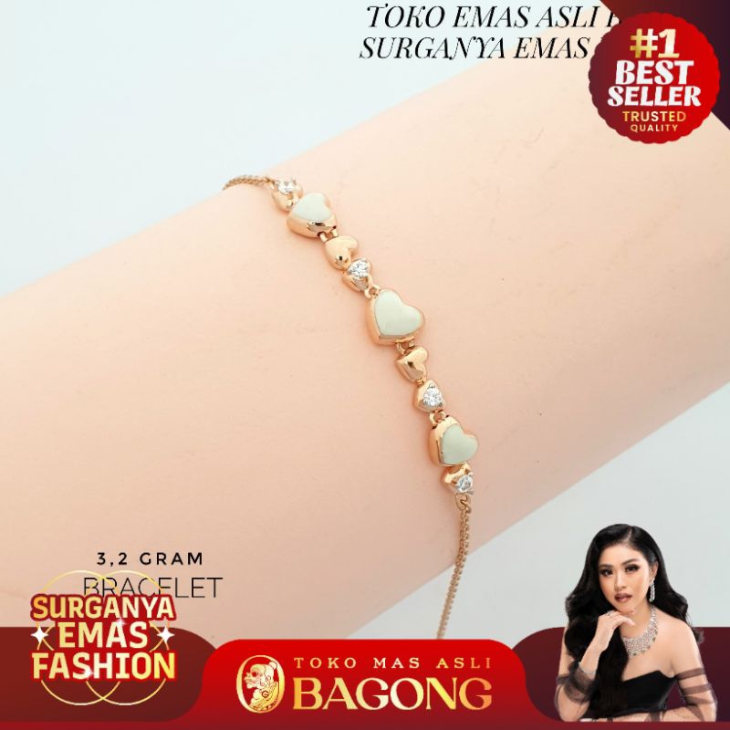 GELANG FASHION LOVE VARIASI 17K/750-ASLI BAGONG GOLD BAGONG EMAS