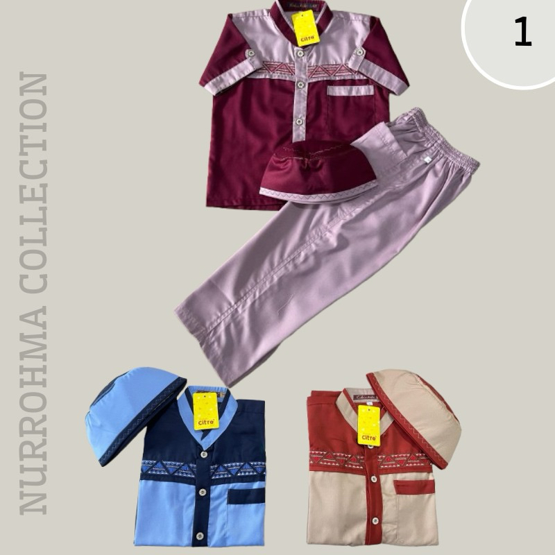 Baju Setelan Koko Anak Busana Muslim Fashion  Laki Laki Lengan Pendek CITRA KIDS COD
