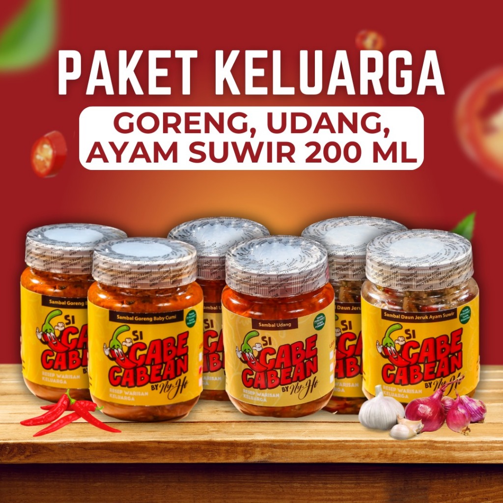

Si CabeCabean - Paket Sambal Komplit Keluarga Isi 6 200ML | Sambel Lokal Pedas Gurih & Super Hemat