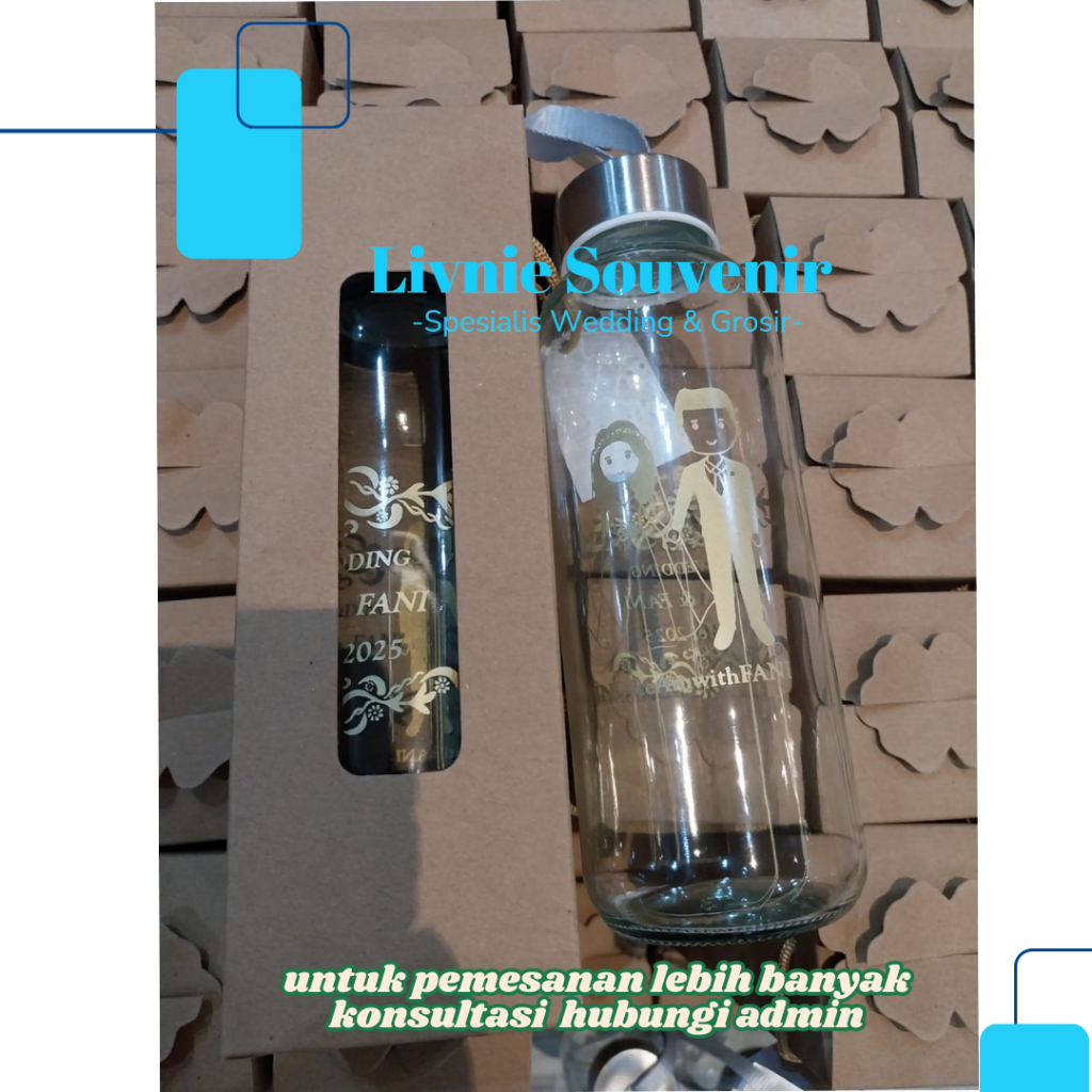 Botol Tumbler Kaca Bening 420ml Free Custom Sablon