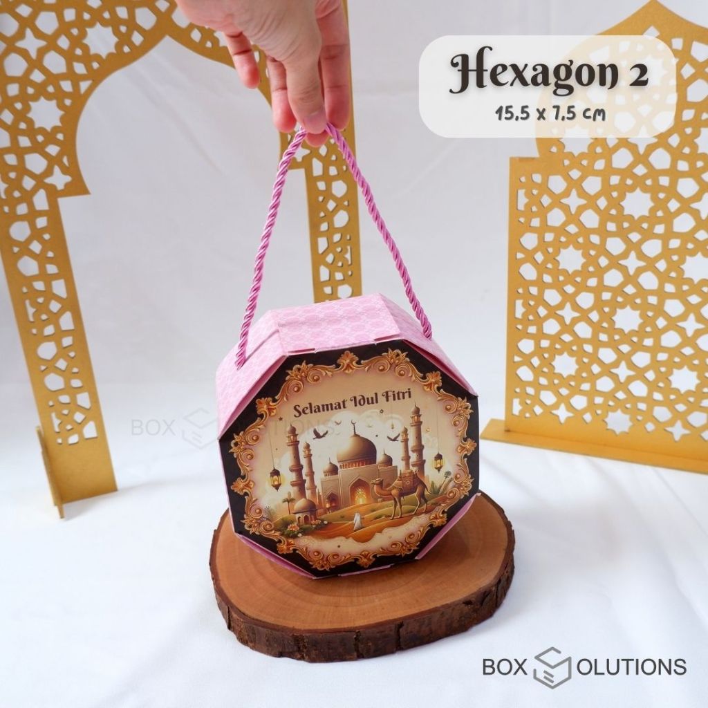 

box hexagon eid 2 / box toples lebaran / box hampers idul fitri - 15,5x7,5 cm