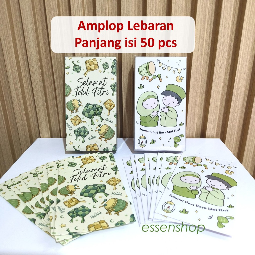 

Amplop Lebaran isi 50 pcs Angpau Idul fitri ukuran panjang dan medium Mika
