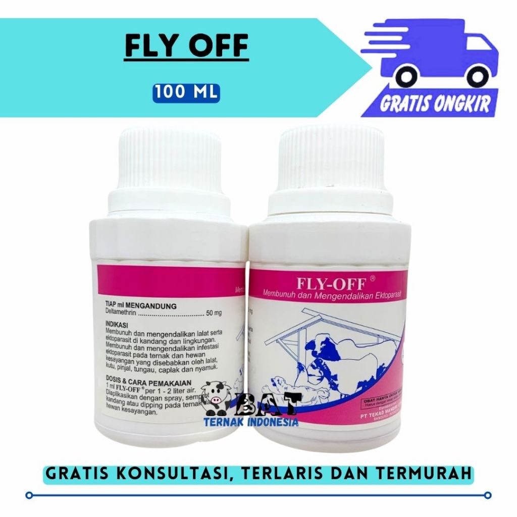 FLY OFF 100ML - Obat Anti Lalat Kutu Nyamuk Pinjal Tungau Caplak Parasit Semprot Hewan - Obat LalatC