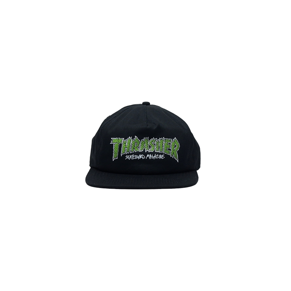 Topi Thrasher Flat Visor Brick Cap Black/White