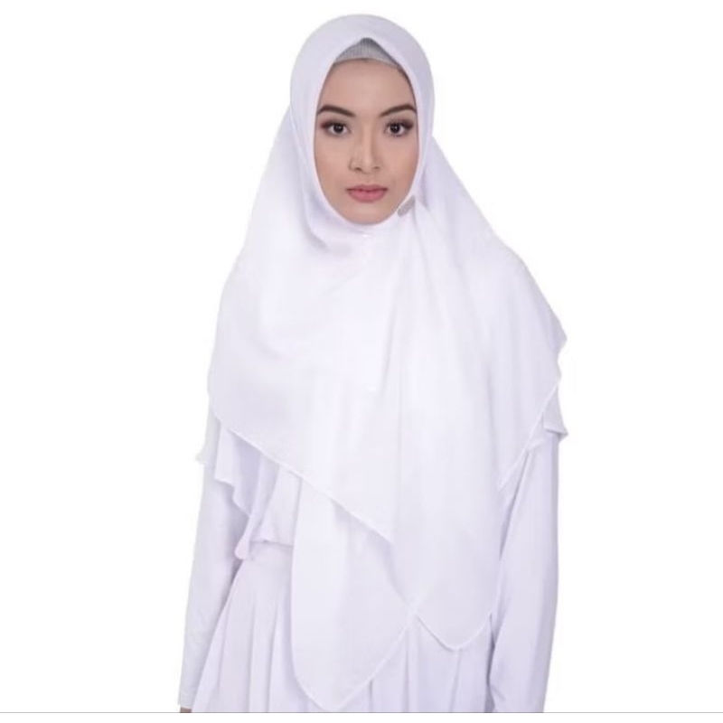 Hijab segi empat Vabira lebar kerudung polos jilbab elzatta putih sekolah seragam dinas