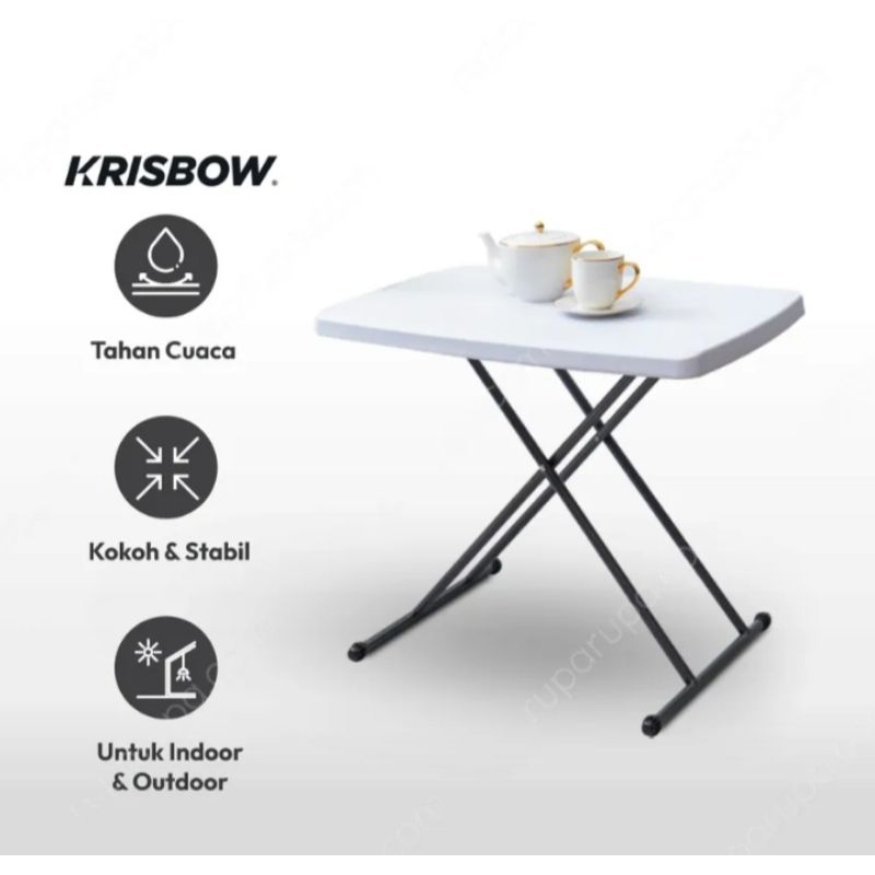 krisbow meja lipat adjustable - putih