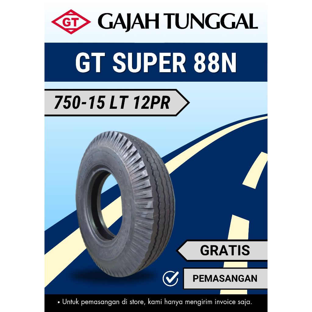 Ban mobil GT Super 7.50-15 12pr LT Super, Gajah Tunggal 750-15, 75015, 750/15