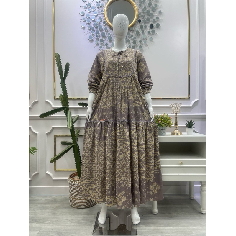 Gamis Salvina ys Katun Bordir Furing ZOYA