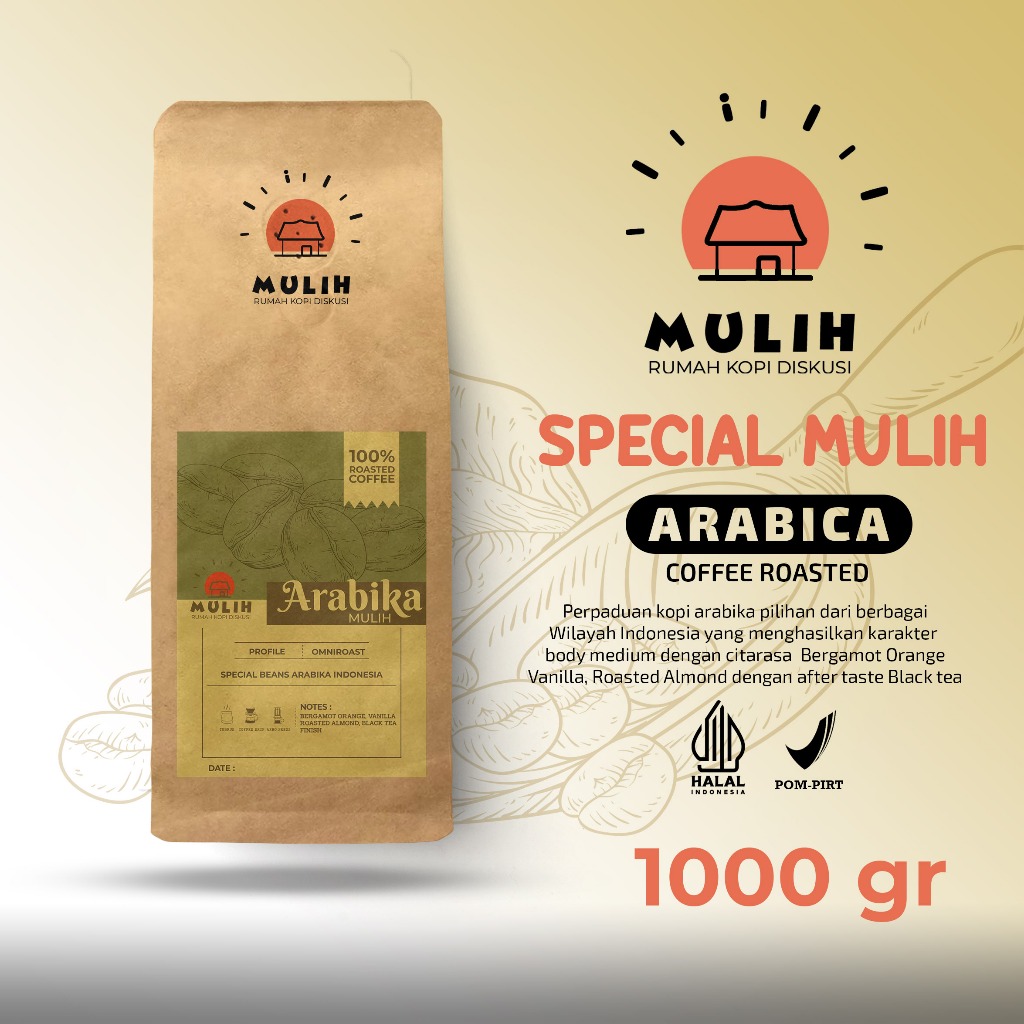 

Biji Kopi Bubuk Special Arabika Mulih Arabica Coffee Roast Bean 1Kg by Mulih kopi