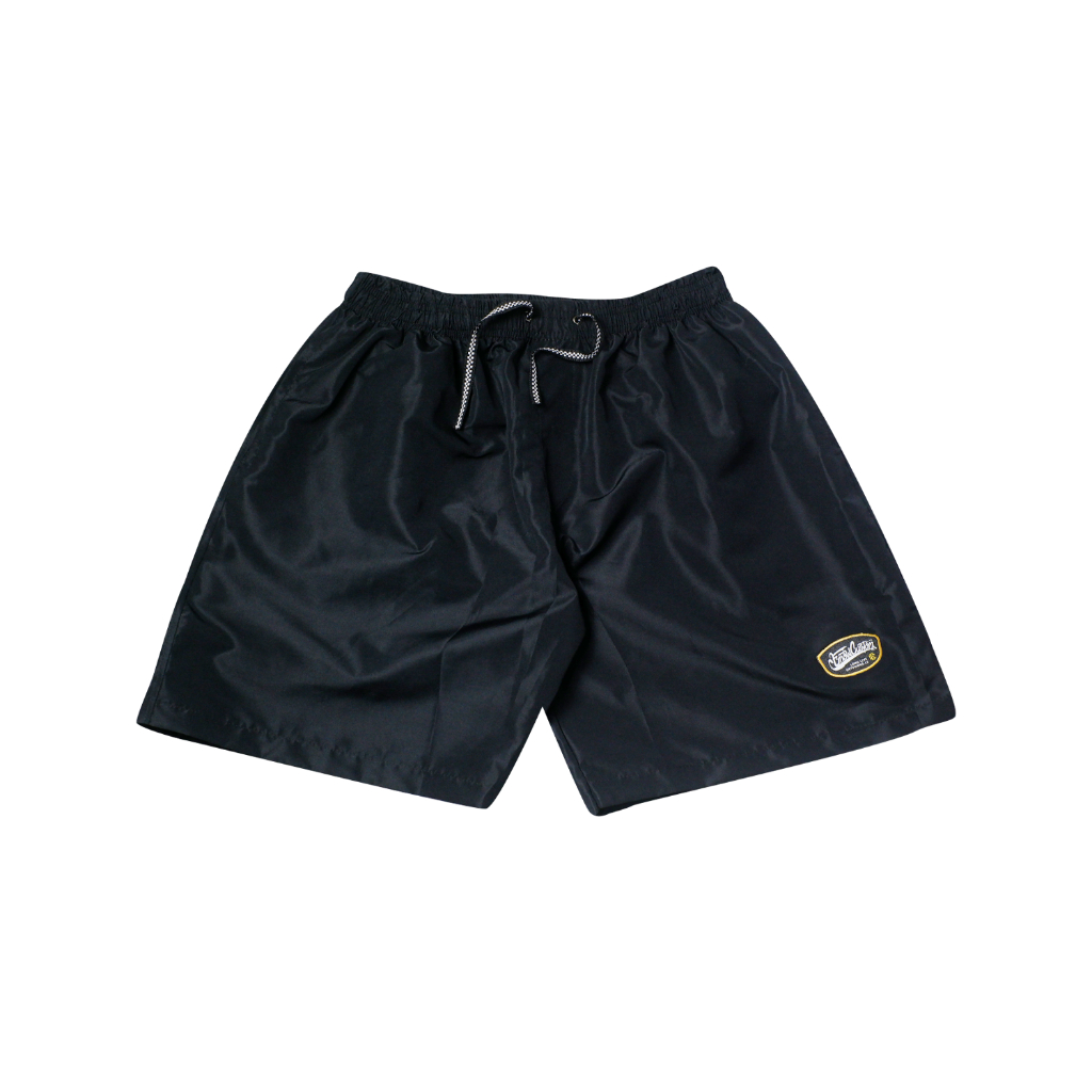 Enow - Celana Pendek Parasut Pria - Boardshort Black - CP 11 Bordir
