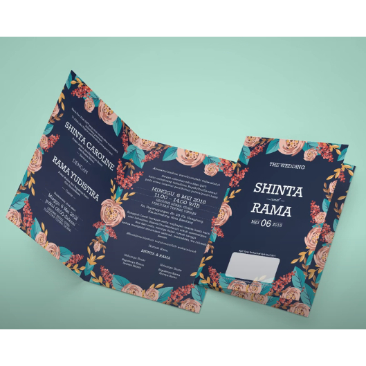 50+ Template desain undangan pernikahan Floral format CDR