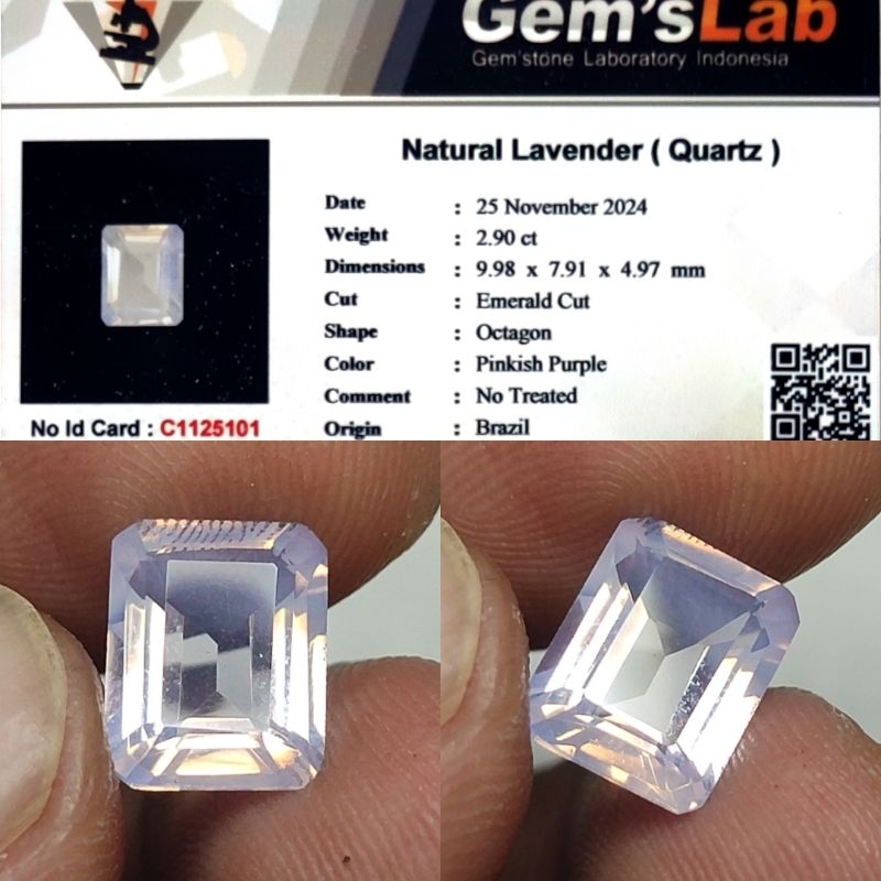 Natural Rose Quartz Lavender Quartz No Treatment 2.9ct GLI Material Clean Top Crystall Full Luster G